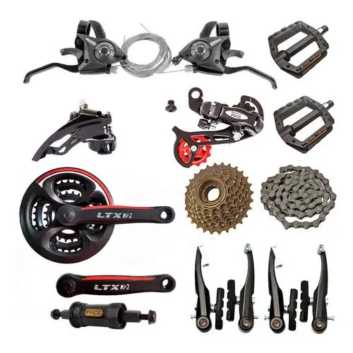 KIT 21V GTA PARA BIKE COM ALAVANCAS, CÂMBIOS, CATRACA, CORRENTE E FREIOS