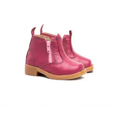 Botina Bota Infantil Bebê Criança Couro Rosa Confortável Durável Macia Elegante Boiadeiro Country