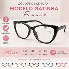 Óculos De Leitura Feminino Gatinha Com Mola Com Grau +0.50~+4.00 XM2060