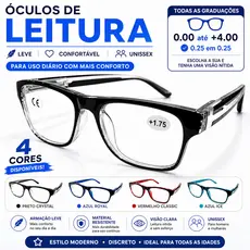 Óculos De Leitura Masculino Feminino Para Presbiopia +0.00 A +4.00 Leve Elegante Confortável
