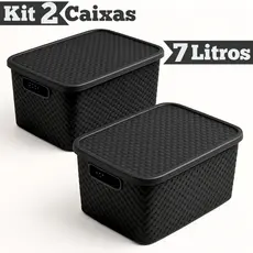 Caixas Organizadora De Brinquedo Roupa Suja Cesto C/tampa 7 LITROS PRETO