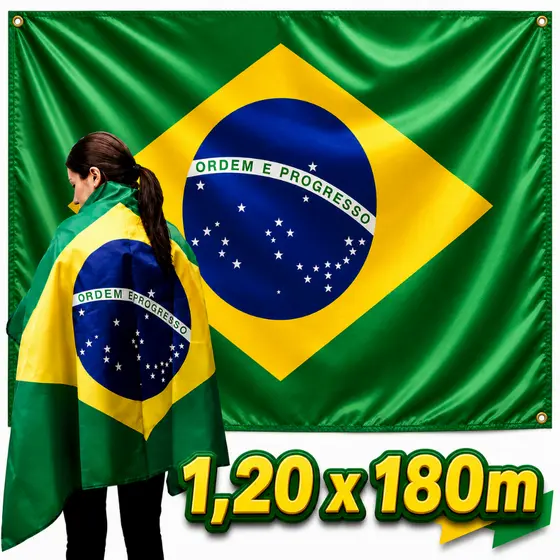 Bandeira Do Brasil Oficial Gigante Grande Em Tecido Poliéster Copa Do Mundo Decoração