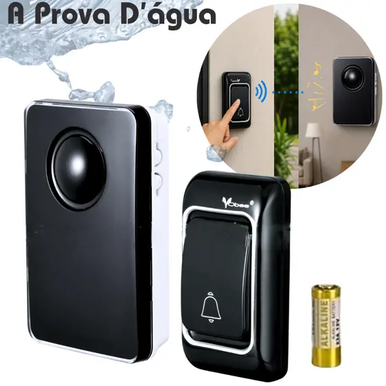 Campainha Residencial Sem Fio Longo Alcance 180m Prova Dágua Tomada