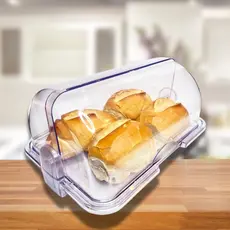 Porta Pão Cristal Com Tampa Articulável Para Mesa Acrilico Guarda Pães Bolachas Doces