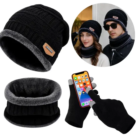 Touca Gorro de Frio Inverno Gola Forrada Luva Touch Motoboy - Masculina e Feminina Cachecol Echarpe