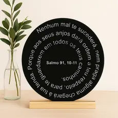 Palavra Salmos 91 nenhum mal - MDF Decorativa - Oração com Base - Madeira enfeite, Sala e Decoração