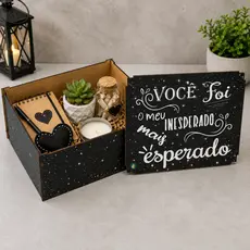 Caixa Organizadora MDF com Tampa Presente Você foi o meu inesperado mais esperado 23x17x9 cm