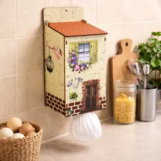 Puxa Saco de Parede Porta Sacolas Organizador Cozinha Casinha em MDF Decorativo