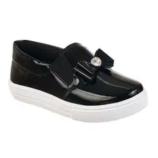 Tênis Casual Infantil Feminino Iate Slip-on Menina Laço Brilho Pérola Coração Confortável Moda Atual Festa Calce Fácil