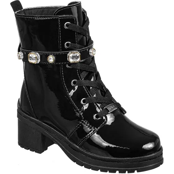 Bota Montaria GiGiL Teen Infantil Coturno Salto Menina Cano Curto Tira Strass Confortável Moda Atual