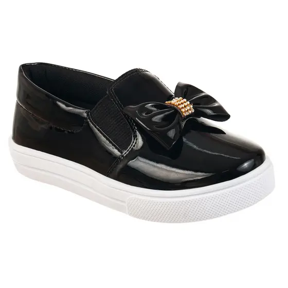 Tênis Casual Infantil Feminino Iate Slip-on Menina Confortável Laço Strass Moda Atual Blogueira Festa Calce Fácil Leve