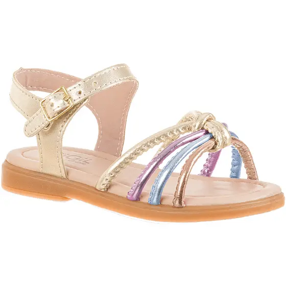Sandalia Infantil Rasteira Feminina Flatform Macia Rasteira Colorida Metalizada Nó Confortável