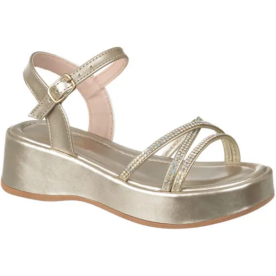 Sandália Anabela Infantil GiGiL Teen Menina Flatform Plataforma Strass Brilho Moda Confortável