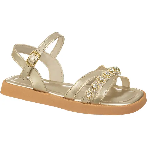 Sandália Feminina Infantil Flatform Rasteira Tira Pedraria Brilho Menina Fashion Confortável Moda