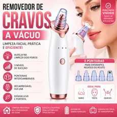 Removedor de Cravos a Vácuo Recarregável USB Limpador de Poros Facial 3 Níveis de Sucção