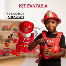 Fantasia Infantil Bombeiro Policial Militar Kit Completo Brinquedo Colete Capacete Acessorios