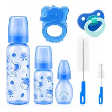 Kit 7 Peças Para Bebê 3 Mamadeiras + 2 Escovas + Mordedor + Chupeta bico Orto