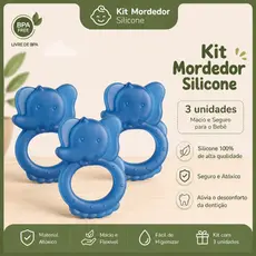Kit Com 3 Mordedor Para bebê De Silicone Livre de BPA