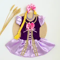 fantasia mesversario body menina rapunzel com ou sem tranças