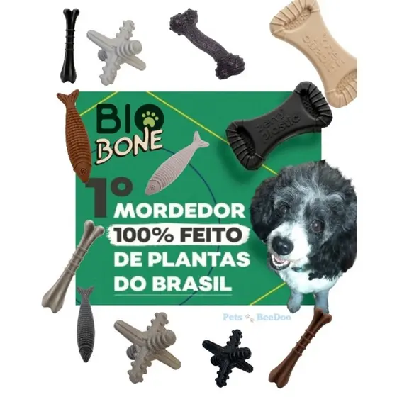 Brinquedo Mordedor BioBone Natural Feito de Plantas Cães Várias Opções