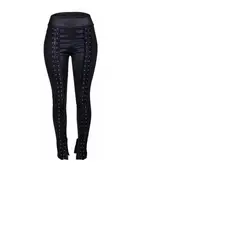 Calça Cirre Ilhos Trançado Legging Skinny Lançamento