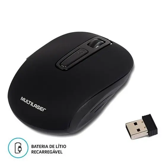 Mouse Sem Fio Wireless  Lítio Recarregavel Multilaser Mo277
