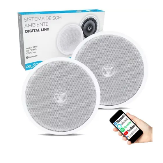 Kit Caixas Embutir Som Bluetooth Redonda Ativa+Passiva LeSon