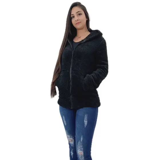 Roupas Femininas Blusa ziper Frio Pelinho Peluciada Moleton SUPER GROSSO COM ZIPER LISA NO2291