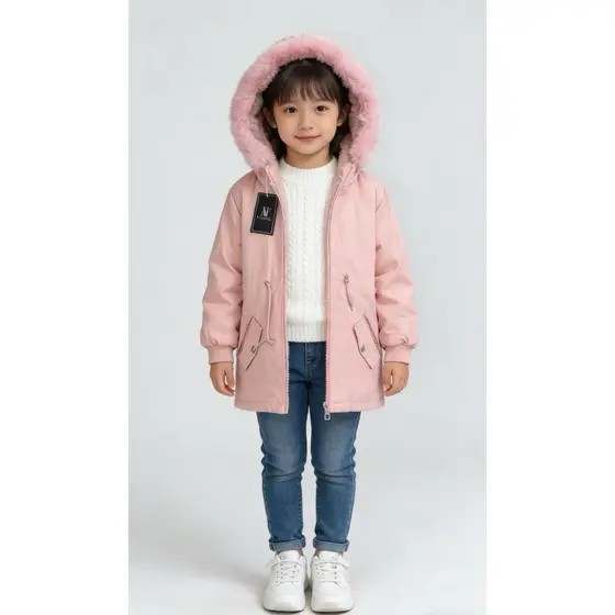 PARKA JAQUETA CASACO INFANTIL COM CAPUZ PELINHO MENINA FORRADA DENTRO 2326
