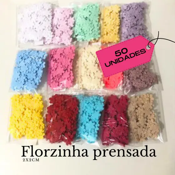 Florzinha Prensada 2x2cm (50 Unidades | 1 Cor) para Laços e Tiaras