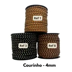 Tira de Courinho Camurça com Tachinhas 3mm ou 4mm (Escolha a partir de 1 Metro) para Laços e Tiaras
