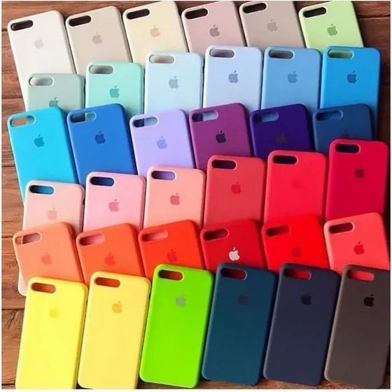 Case Capinha Para Iphone 7 Plus e 8 Plus Silicone Aveludada Com Logo Apple