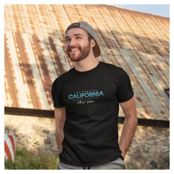 Camiseta Algodao Streetwear Los Angeles California Dark Dtf