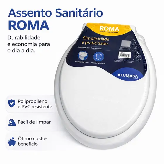 Assento Sanitário Tampa de Privada Oval Vaso Universal Branco