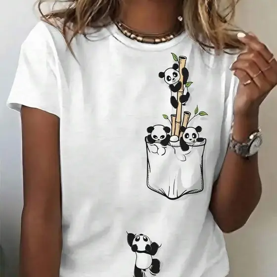 Camiseta Camisa Feminina Panda Fofo Blusa Lançamento 100% algodão