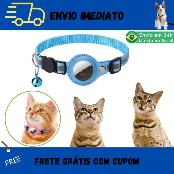 Coleira Pet Gato Cachorro Gps Airtag Apple Placa Identificação Anti-Perda Com Acessórios Sino
