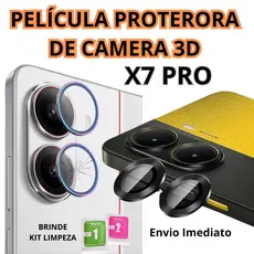 Película para Poco X7 Pro protetor Câmera de vidro 3D Brinde kit limpeza