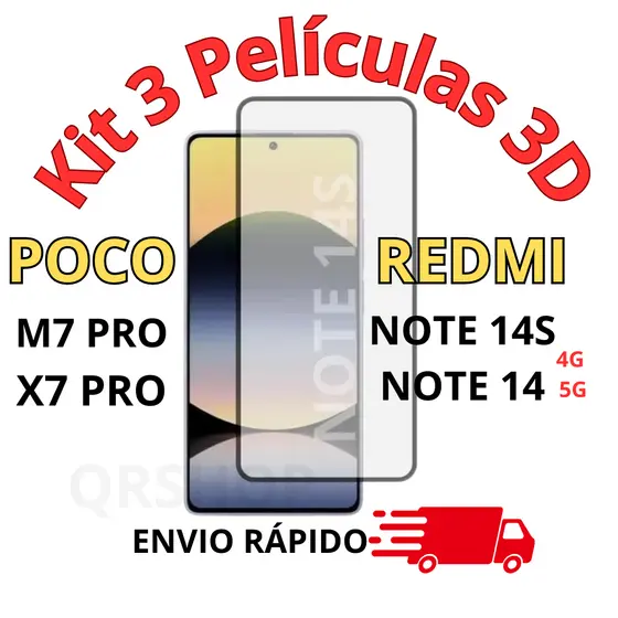 Película Redmi Note14s / Note14 4G/5G , Poco M7 Pro / X7 Pro KIT