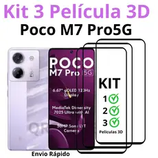 Kit Película 3D Poco M7 Pro 5G - Brinde Kit limpeza Vidro Temperado