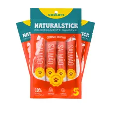 NATURAL STICKS SALMÃO KIT 15 STICKS 15G  PARA GATOS SNACK CREMOSO