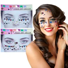 Festa Junina Maquiagem Adesiva para o Rosto Face Jewels - Kit com 2 Cartelas Sortidas