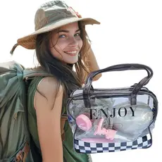 Kit Necessaire PVC Viagem Luxo + Frascos + Saboneteira + Esponja + Pente = 8 Produtos Organizador Travel
