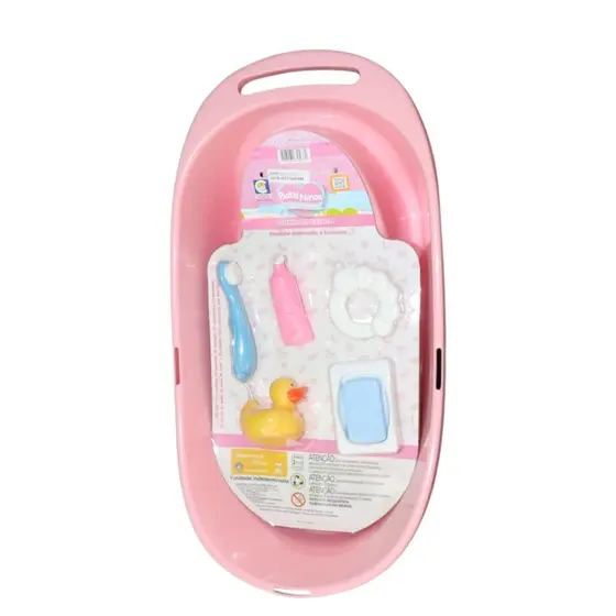 Boneca Baby Ninos Banho 41cm Cotiplas 2537 c/ Banheira, Acessórios e Cores Sortidas +3 Anos