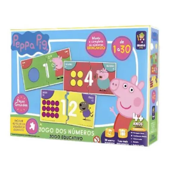 Brinquedo Jogo Educativo Números 1 a 30 Aprendendo a Contar Peppa Pig +3 anos Mimo Toys - 2101