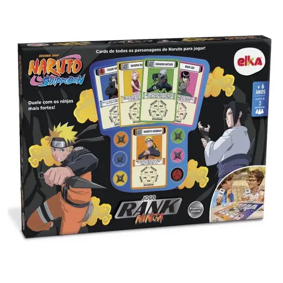 Brinquedo Jogo De Tabuleiro Infantil Rank Ninja Naruto Shippuden com 55 Cartas Elka - 1189