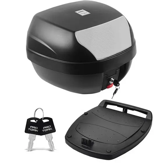 Baú Bauleto para Motos 28 Litros Smart Box Com Refletor Traseiro e Lente Cristal BP-03CL - Pro tork
