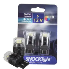 Par de Lâmpadas Led T20 - 16 Leds - 2835/4216 1-Polo 12v Branco SHOCKLIGHT - SLL-127440-BC