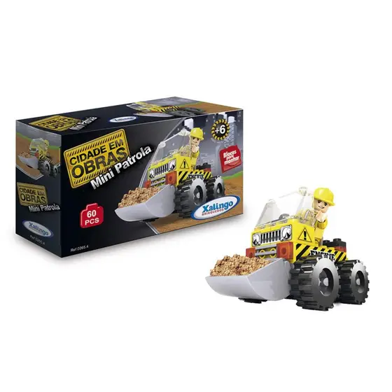 Brinquedo Infantil Blocos de montar Cidade em Obras Mini Patrola 60 Peças Xalingo - 02654
