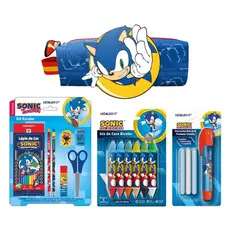 Kit Sonic: Lápis de Cor 12 Cores + Borracha Retrátil + Estojo c/ Patch + Giz de Cera 12 Cores