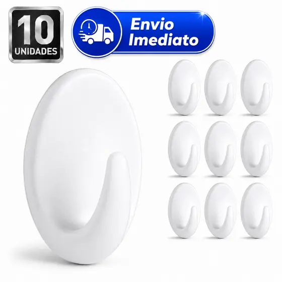 Kit 10/20 Ganchos Adesivos de Plástico ||Uso Multifuncional em Cozinha, Banheiro e Quarto